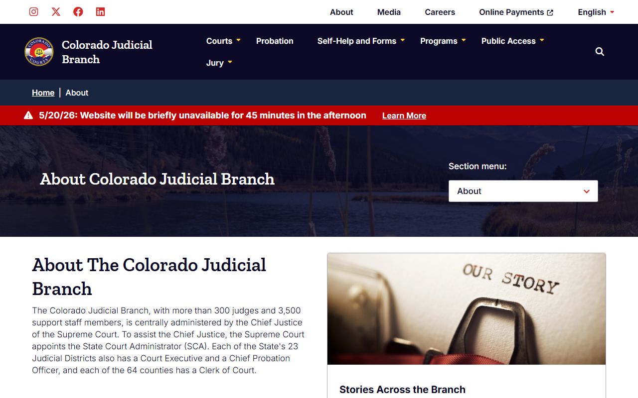Weld County court dockets Colorado Judicial Branch organization page